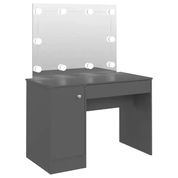 Table De Maquillage Avec Éclairage LED 110x55x145 Cm Mdf Gris