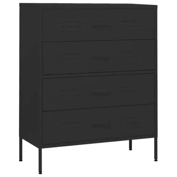 Commode Noir 80x35x101,5 Cm Acier