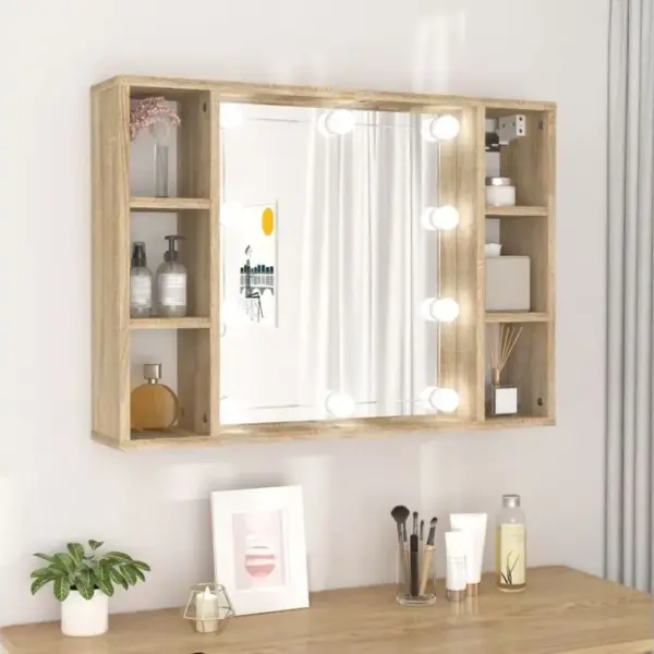 Miroir Avec LED Chêne Sonoma 76x15x55 Cm