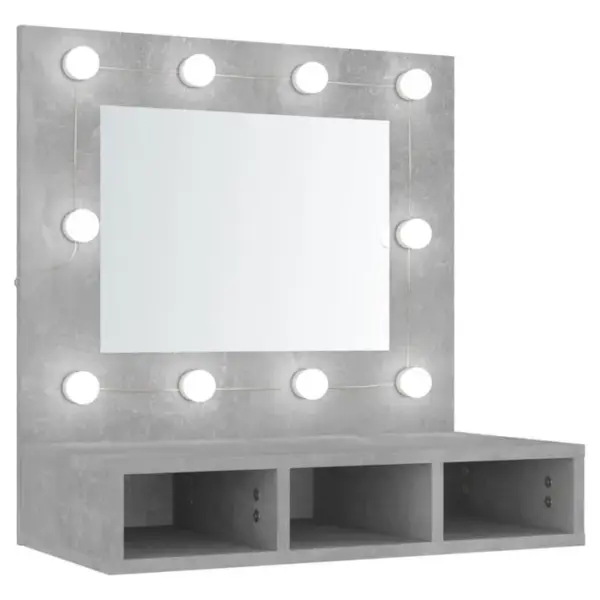 Miroir Avec LED Gris Béton 60x31,5x62 Cm