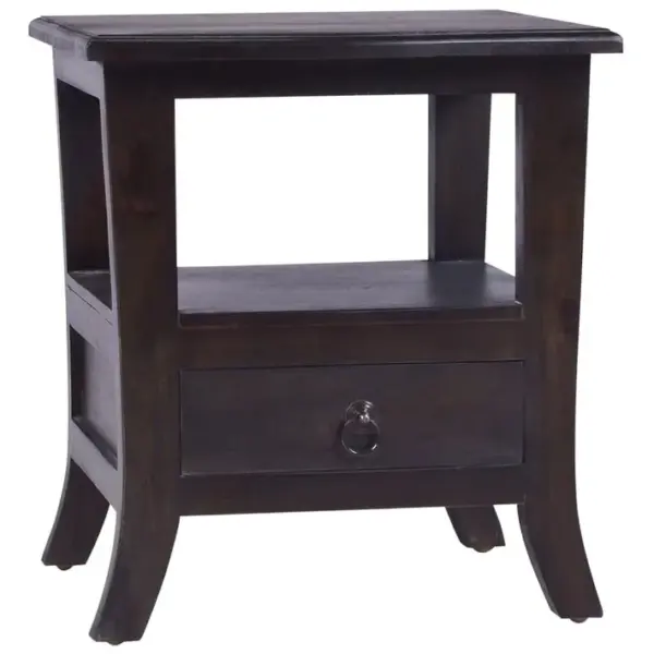 Table De Chevet Noir Clair 40x40x45 Cm Bois Massif Dacajou