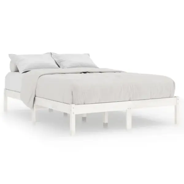 Cadre De Lit Blanc Bois Massif 120x190 Cm Petit Double