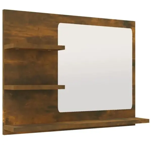 Miroir De Salle De Bain Avec Rangements - 60x45 Cm - Marron Chocolat