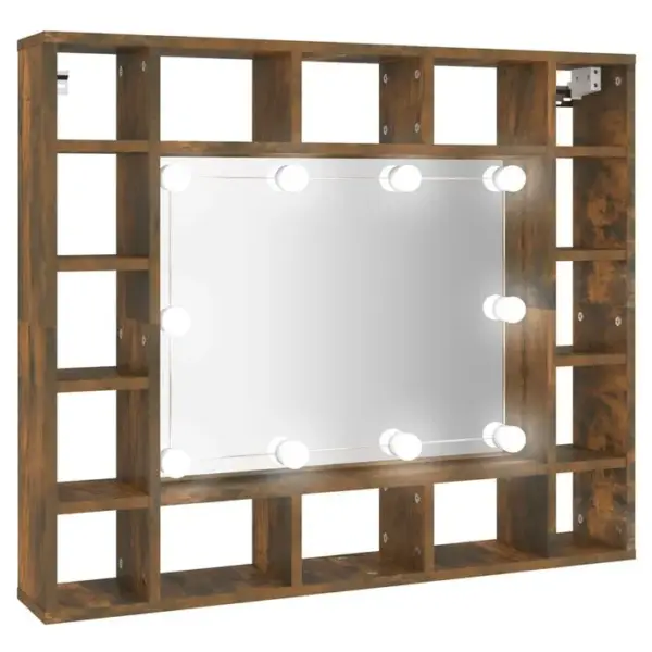 Miroir Avec LED Chêne Fumé 91x15x76,5 Cm