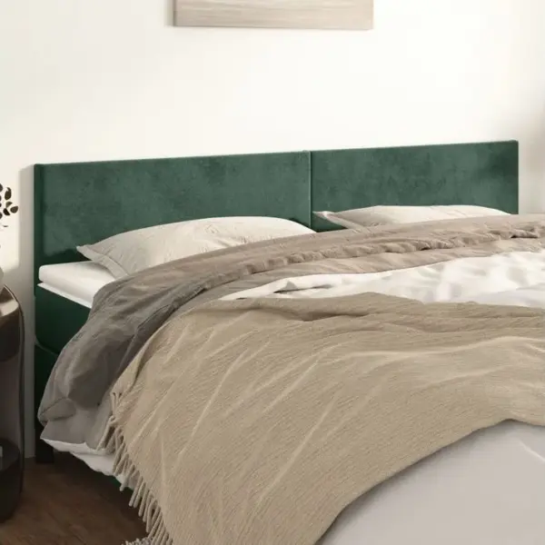 Têtes De Lit 2 Pcs Vert Foncé 100x5x78/88 Cm Velours