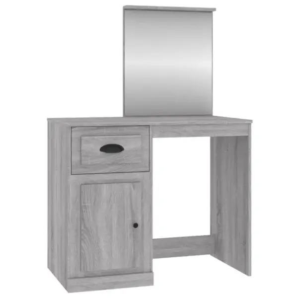 Coiffeuse Avec Miroir Sonoma Gris 90x50x132,5cm Bois Ingénierie