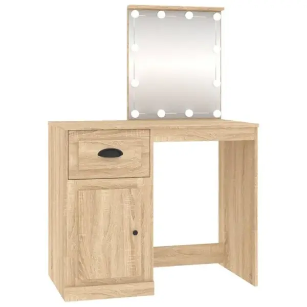 Coiffeuse Avec LED Chêne Sonoma 90x50x132,5cm Bois Contreplaqué