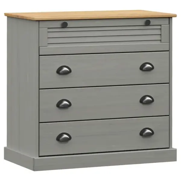 Commode Vigo Gris 80x40x76 Cm Bois Massif De Pin