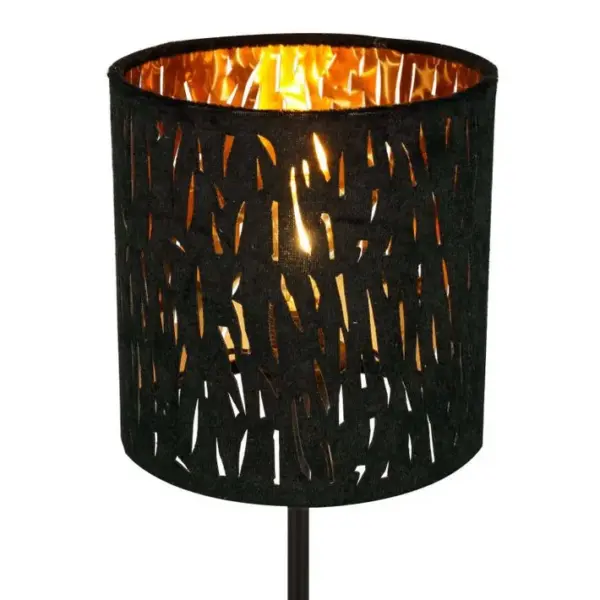 Lampe à Poser En Velours Design Tuxon - Diam. 15 X H. 35 Cm - Noir