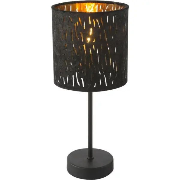 Lampe à Poser En Velours Design Tuxon - Diam. 15 X H. 35 Cm - Noir