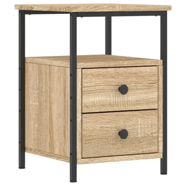 Table De Chevet, Table De Nuit, Meuble De Rangement Chêne Sonoma 34x35,5x50 Cm Bois Dingénierie