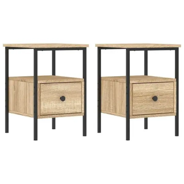 Lot De 2 Tables De Chevet - Tables De Nuit Chêne Sonoma 34x36x50 Cm Bois Ingénierie