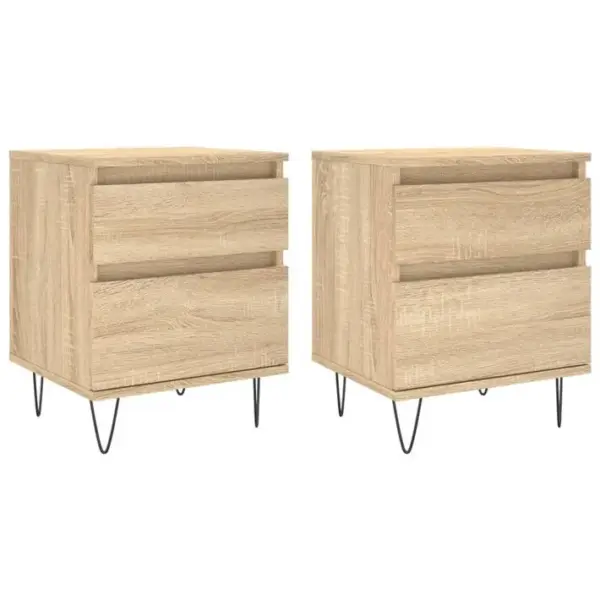 Lot De 2 Tables De Chevet - Tables De Nuit Chêne Sonoma 40x35x50 Cm Bois Ingénierie