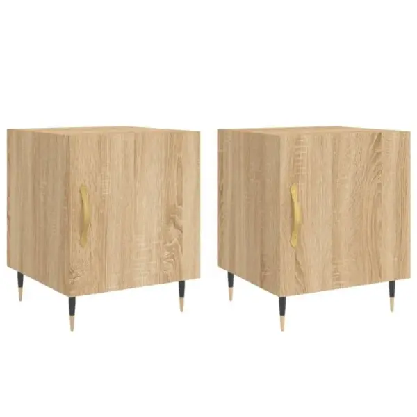 Lot De 2 Tables De Chevet - Tables De Nuit Chêne Sonoma 40x40x50 Cm Bois Ingénierie