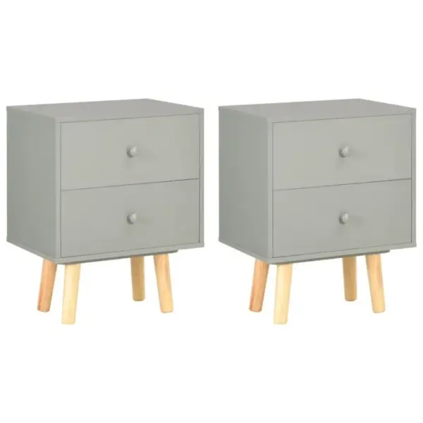 Lot De 2 Tables De Chevet - Tables De Nuit Gris 40 X 30 X 50 Cm Pin Massif