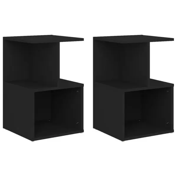 Lot De 2 Tables De Chevet - Tables De Nuit Noir 35x35x55 Cm Aggloméré