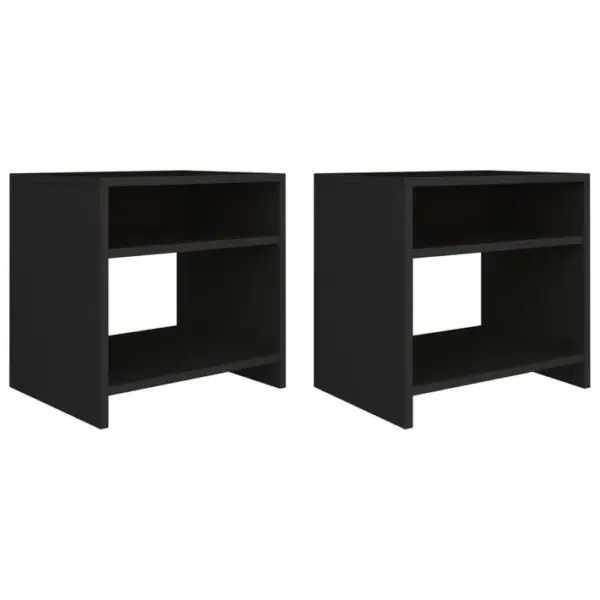 Lot De 2 Tables De Chevet - Tables De Nuit Noir 40x30x40 Cm Bois Dingénierie