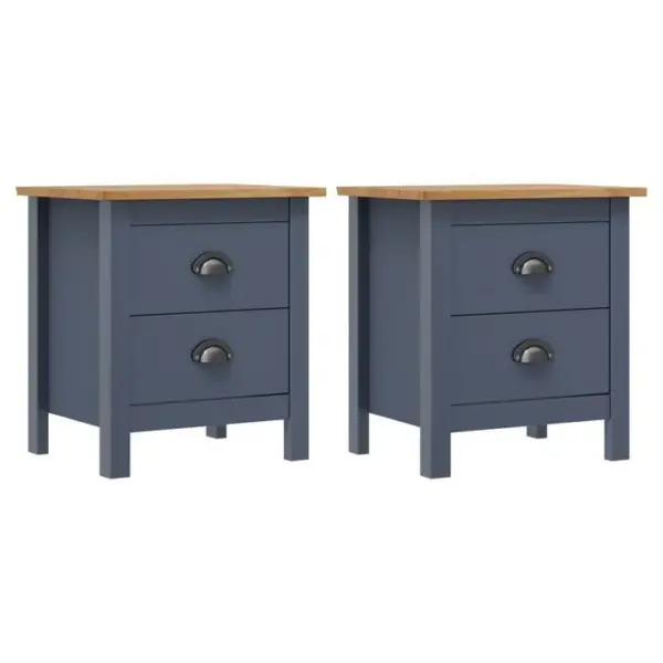 Lot De 2 Tables De Chevet - Tables De Nuit Gris 46x35x49,5 Cm Bois De Pin