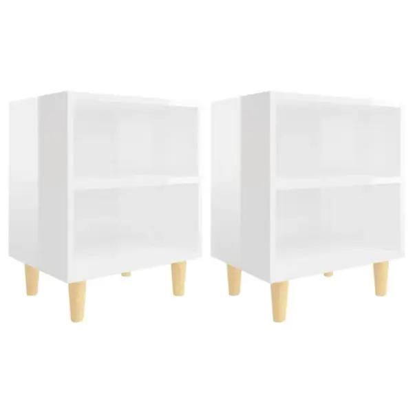 Lot De 2 Tables De Chevet En Bois Tables De Nuit Blanc Brillant 40x30x50 Cm