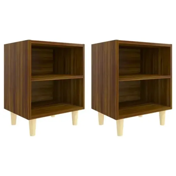 Lot De 2 Tables De Chevet En Bois Tables De Nuit Chêne Marron 40x30x50 Cm