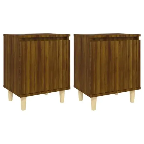 Lot De 2 Tables De Chevet En Bois Tables De Nuit Chêne Marron 40x30x50 Cm