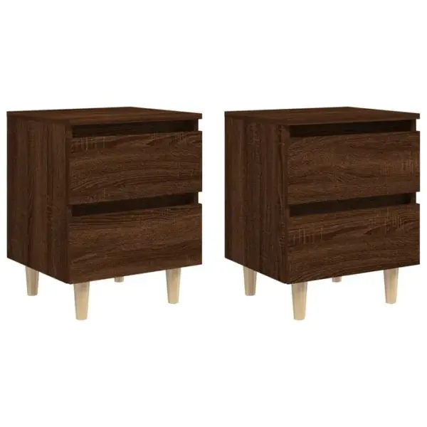 Lot De 2 Tables De Chevet En Bois Tables De Nuit Chêne Marron 40x35x50 Cm