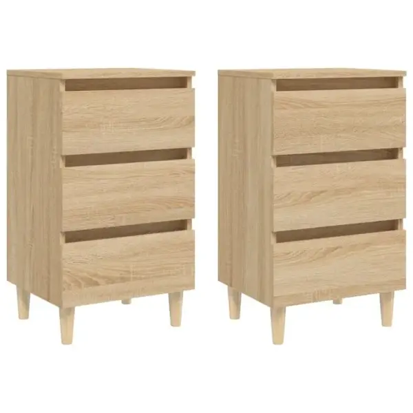 Lot De 2 Tables De Chevet En Bois Tables De Nuit Chêne Sonoma 40x35x69 Cm