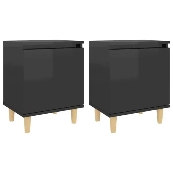 Lot De 2 Tables De Chevet En Bois Tables De Nuit Noir Brillant 40x30x50 Cm