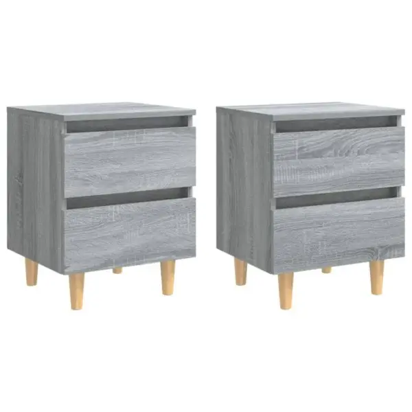 Lot De 2 Tables De Chevet En Bois Tables De Nuit Sonoma Gris 40x35x50 Cm