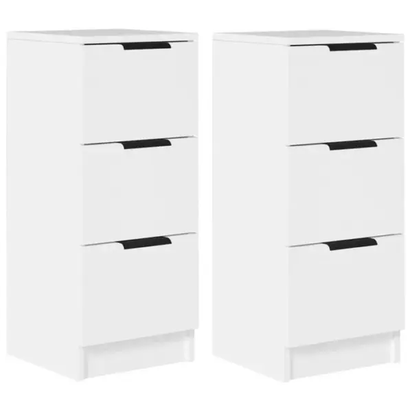 Lot De 2 Chiffonniers Blanc 30x30x70 Cm Bois Dingénierie