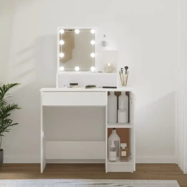 Coiffeuse - Table De Maquillage Avec LED Blanc 86,5x35x136 Cm