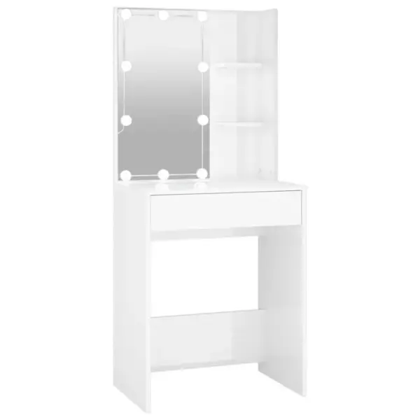 Coiffeuse - Table De Maquillage Avec LED Blanc Brillant 60x40x140 Cm