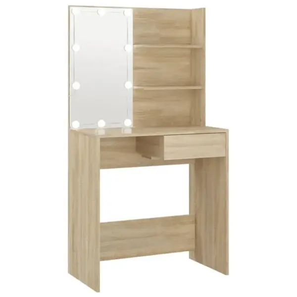 Coiffeuse - Table De Maquillage Avec LED Chêne Sonoma 74,5x40x141cm Bois Dingénierie