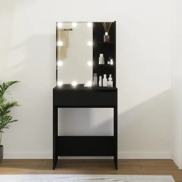 Coiffeuse - Table De Maquillage Avec LED Noir 60x40x140 Cm