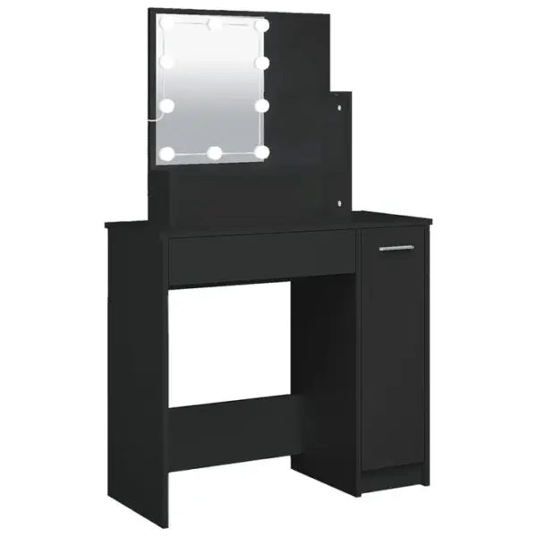 Coiffeuse - Table De Maquillage Avec LED Noir 86,5x35x136 Cm