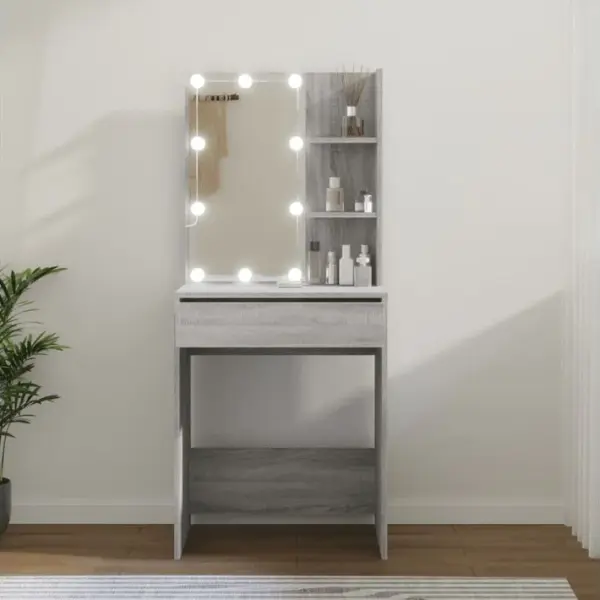 Coiffeuse - Table De Maquillage Avec LED Sonoma Gris 60x40x140 Cm