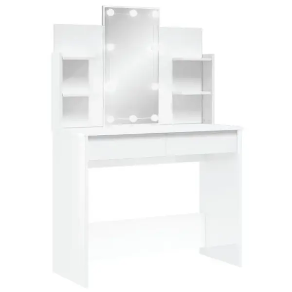 Coiffeuse - Table De Maquillage Avec Lumières LED Blanc Brillant 96x40x142 Cm