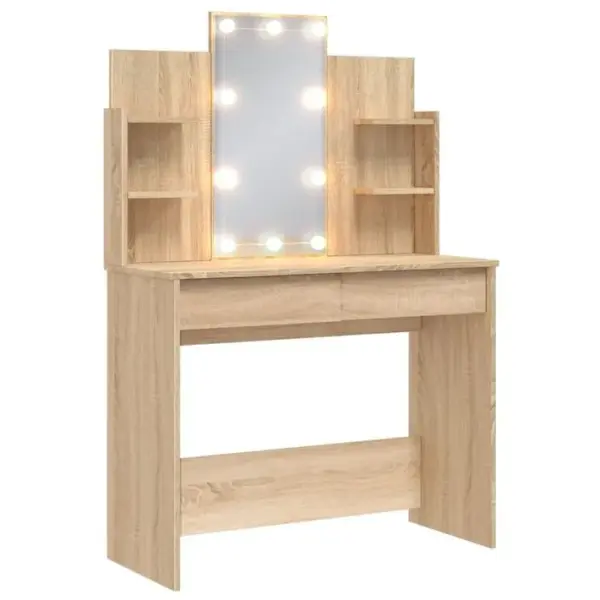 Coiffeuse - Table De Maquillage Avec Lumières LED Chêne Sonoma 96x40x142 Cm