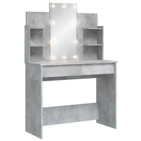 Coiffeuse - Table De Maquillage Avec Lumières LED Gris Béton 96x40x142 Cm