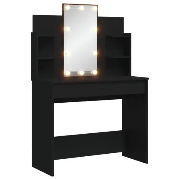 Coiffeuse - Table De Maquillage Avec Lumières LED Noir 96x40x142 Cm