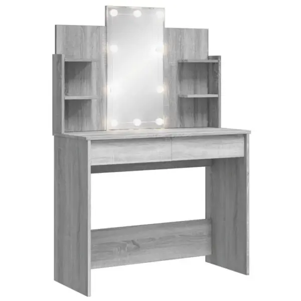 Coiffeuse - Table De Maquillage Avec Lumières LED Sonoma Gris 96x40x142 Cm