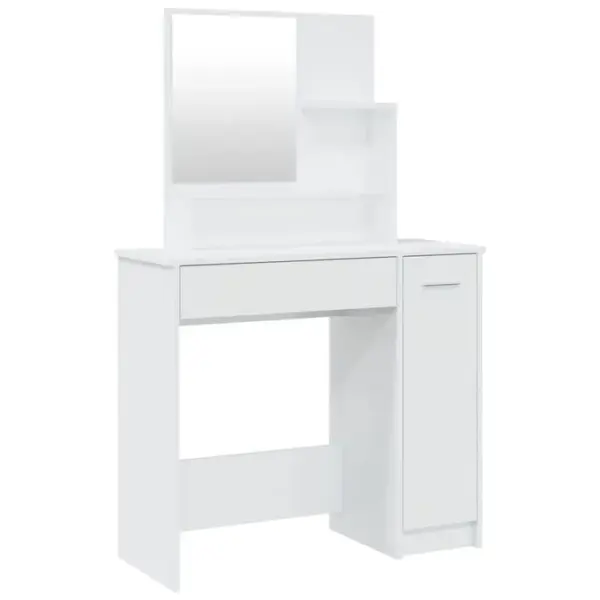 Coiffeuse - Table De Maquillage Avec Miroir Blanc Brillant 86,5x35x136 Cm