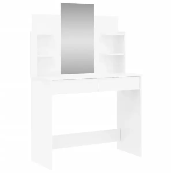 Coiffeuse - Table De Maquillage Avec Miroir Blanc Brillant 96x39x142 Cm