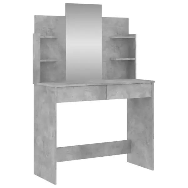 Coiffeuse - Table De Maquillage Avec Miroir Gris Béton 96x39x142 Cm