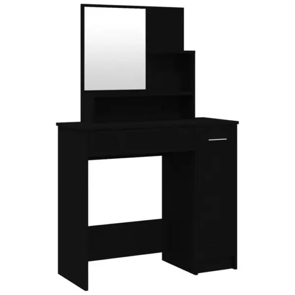 Coiffeuse - Table De Maquillage Avec Miroir Noir 86,5x35x136 Cm