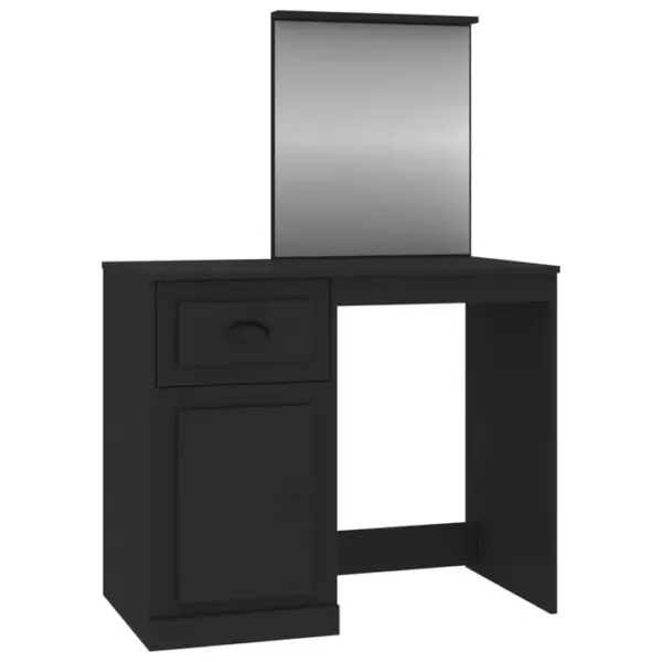 Coiffeuse - Table De Maquillage Avec Miroir Noir 90x50x132,5 Cm Bois Dingénierie