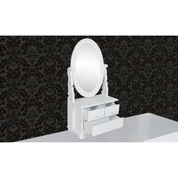 Coiffeuse - Table De Maquillage Avec Miroir Pivotant Ovale Mdf