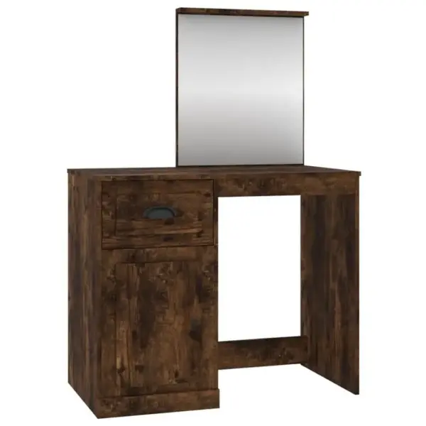 Coiffeuse - Table De Maquillage Et Miroir Chêne Fumé 90x50x132,5 Cm Bois Dingénierie