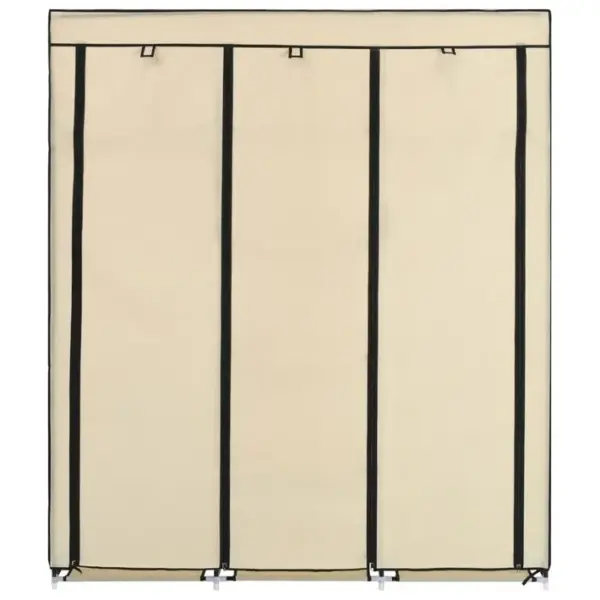 Armoire De Rangement - Armoire De Chambre Avec Compartiments Et Barres Crème 150x45x175 Cm Tissu