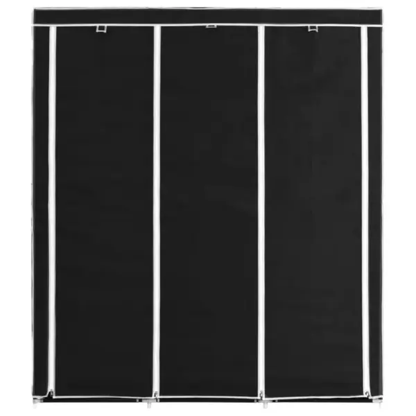 Armoire De Rangement - Armoire De Chambre Avec Compartiments Et Barres Noir 150x45x175 Cm Tissu